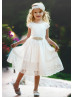 Cotton Lace Trim Tea Length Chic Flower Girl Dress